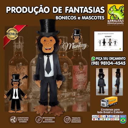 MASCOTE - Boneco Macaco Monkey - Fantasia