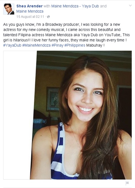 Maine Mendoza on Shea Arender's FB