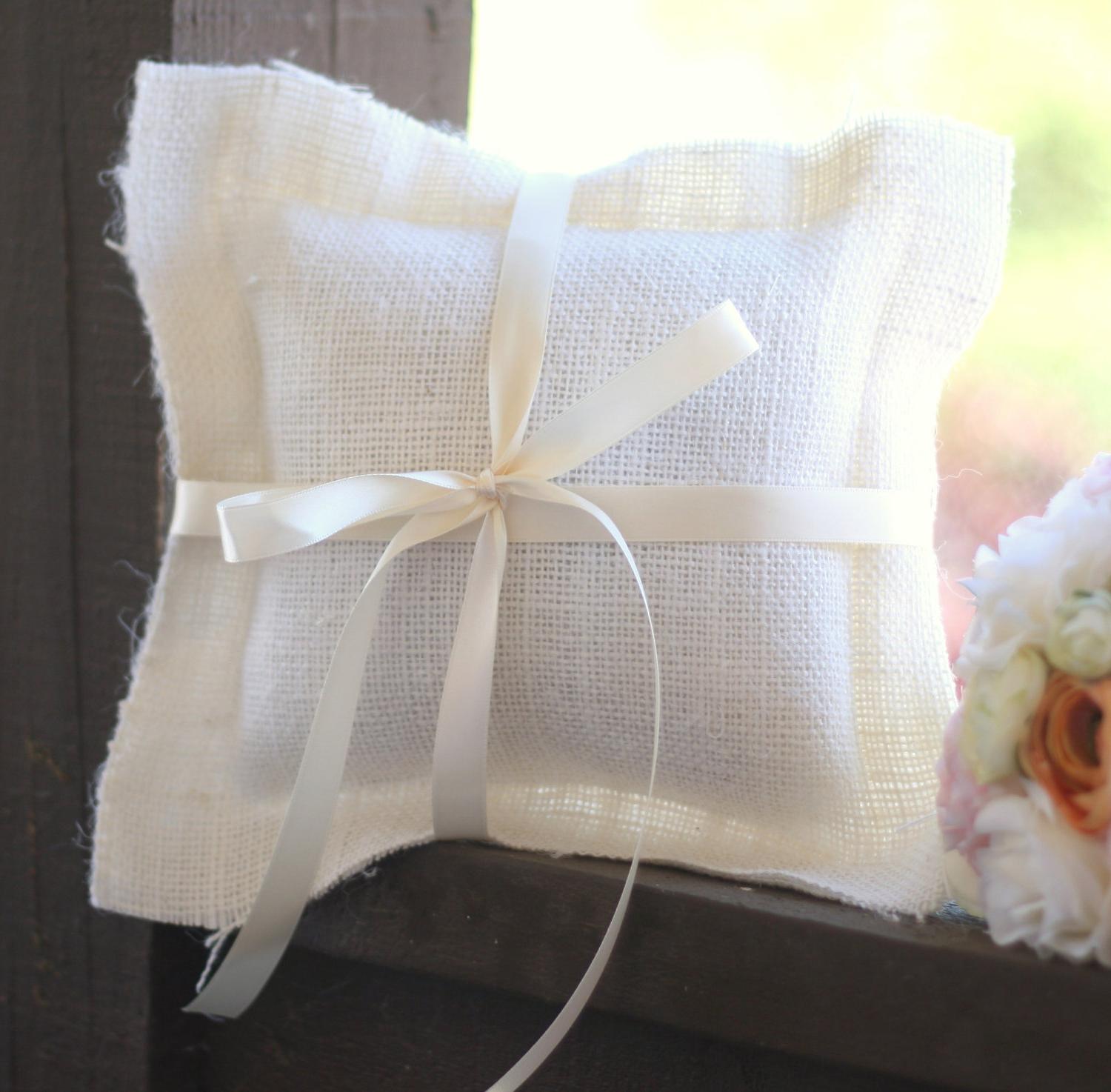 Ring Bearer Pillow Burlap Rustic Wedding. From braggingbags