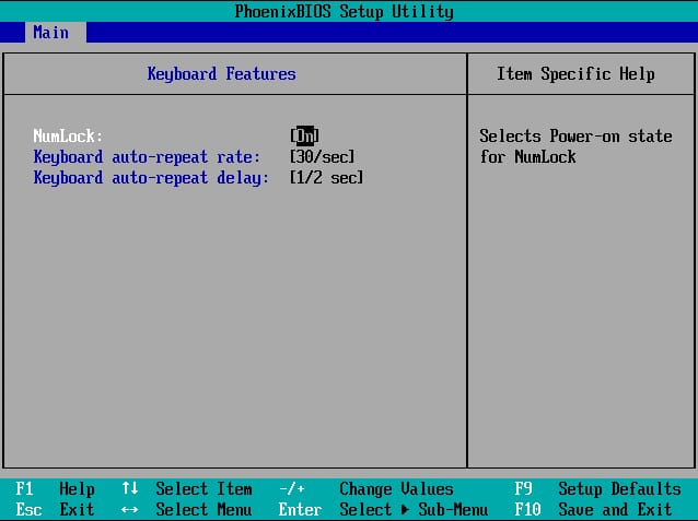 BIOSでNumLockを有効または無効にする