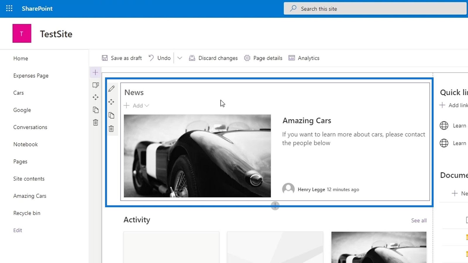 Creating a SharePoint home page