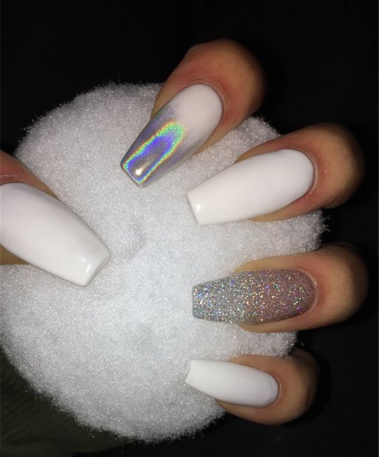 White Acrylic Nails Coffin / Stiletto false nails coffin false nails wh...