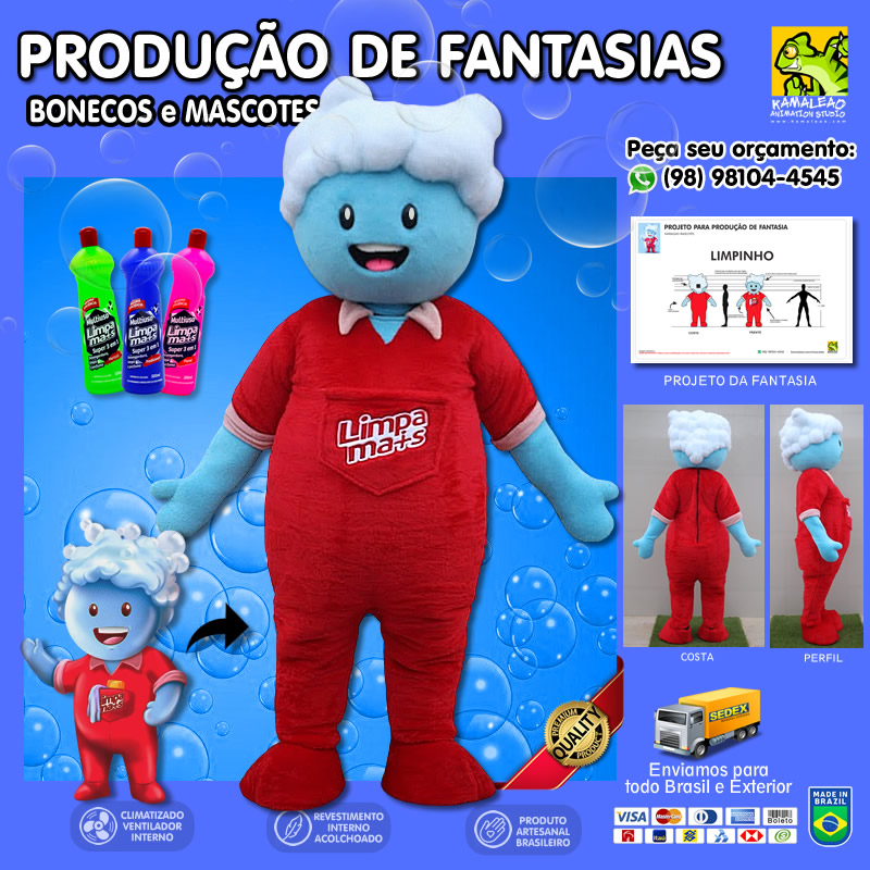 Produção de Fantasia de Mascote Boneco Personagem Personalizado