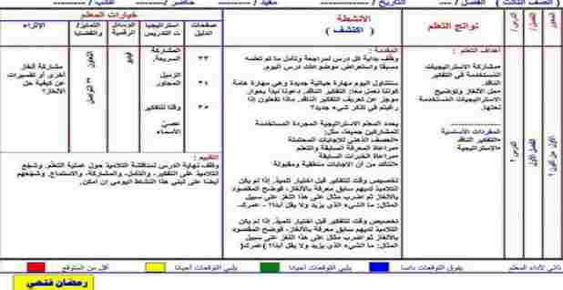 إعداد منهج الاكتشاف للصف الثالث الابتدائي الفصل الأول 2021