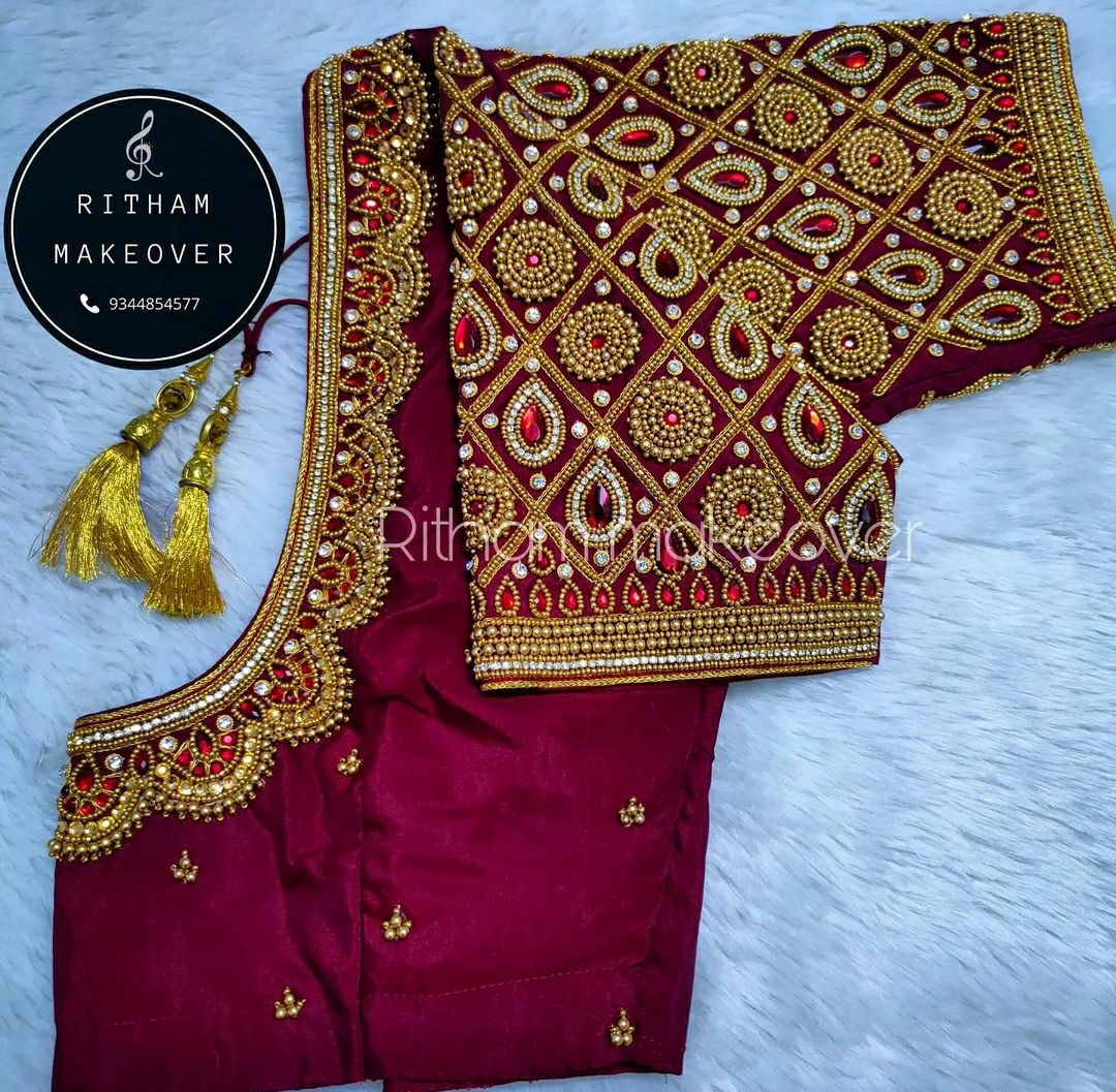 wedding blouse design south Indian bridal style blouse