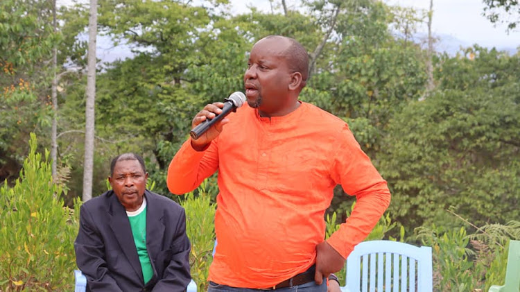 Taita Taveta Senator Jones Mwaruma during a meeting with teachers in Taveta on Saturday, July 16.