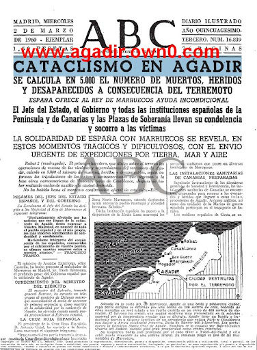  صحيفة الاسبانية إيه بي سي  وتخصيتها لاخبار زلزال اكادير سنة 1960  Hjkhj