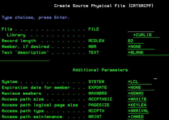 CRTSRCPF, CRTSRCPF in AS400, CRTSRCPF in ibmi, create source physical file in AS400