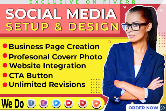 I will create and setup facebook business page, instagram, youtube, and more