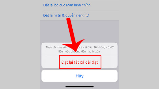 Chọn Đặt lại tất cả cài đặt