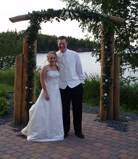 under the wedding arch.