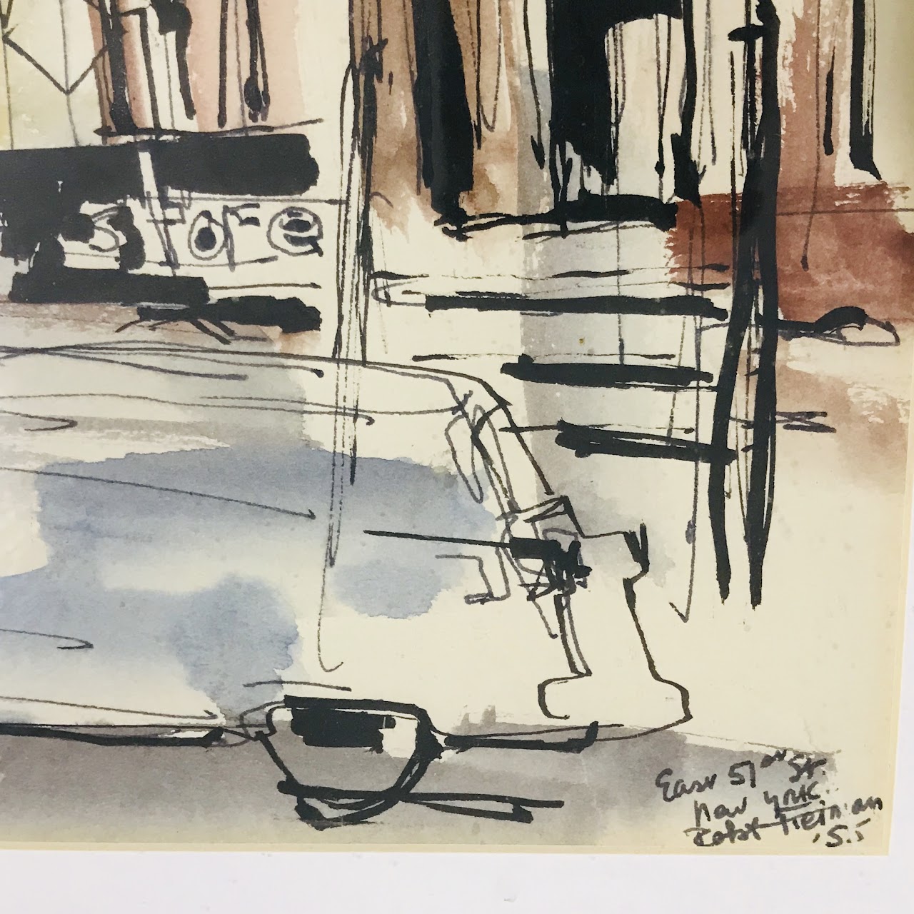 Robert Freiman Signed E. 51st St. Watercolor