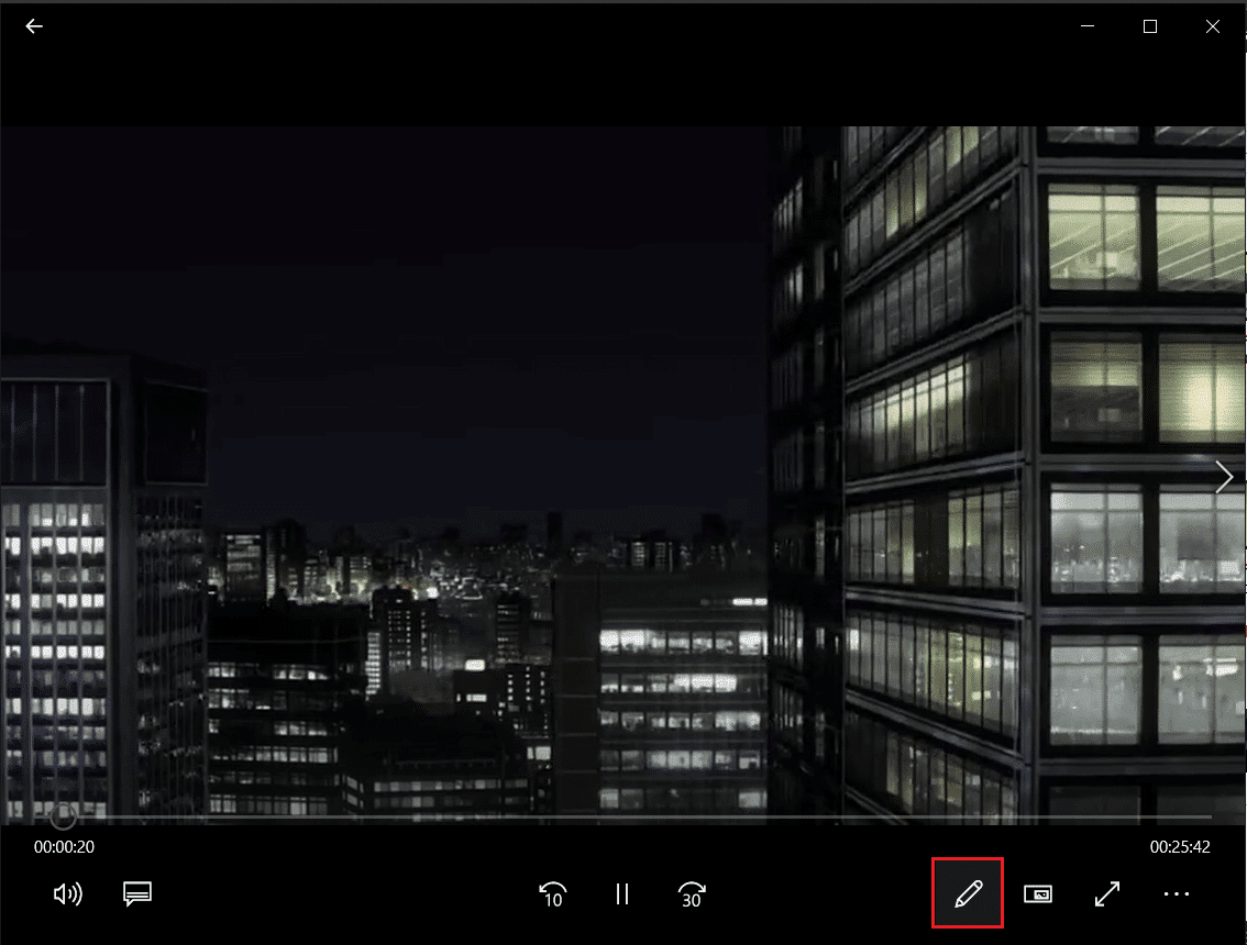 haga clic en el ícono del lápiz en la aplicación de películas y televisión.  Cómo recortar video en Windows 10