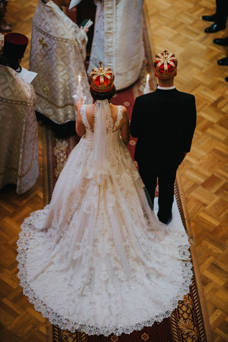 The crowning as part of the Serbian wedding tradition.