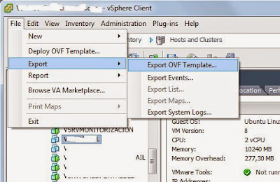 Copia de seguridad de mquina virtual VMware ESXi con VMware vSphere Client