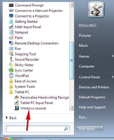 Journal Windows, comment l'utiliser, dessiner, prendre des notes, Windows 7
