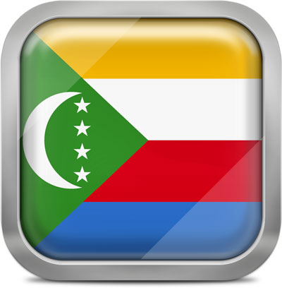 Comoros square flag with metallic frame
