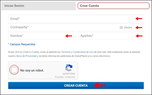 Abrir cuenta Game Planet - 760