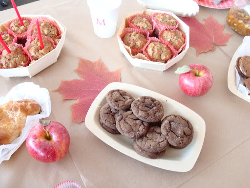 pressed leaves make a simple yet pretty table decoration.  There were lots of delicious apple treats!