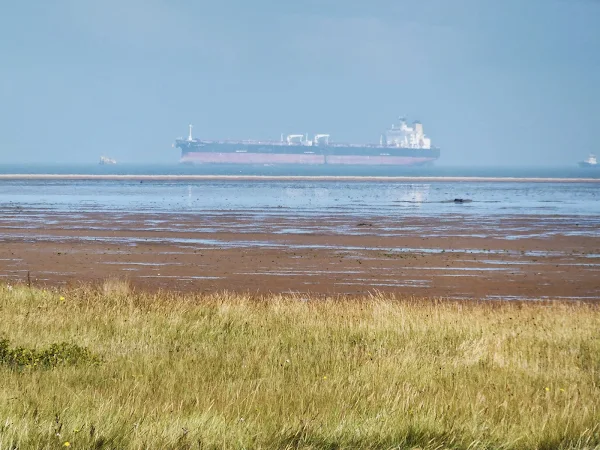 Tanker ship heading up the Humber estuary