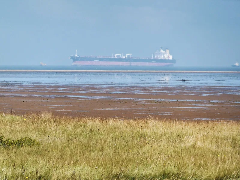 Tanker ship heading up the Humber estuary