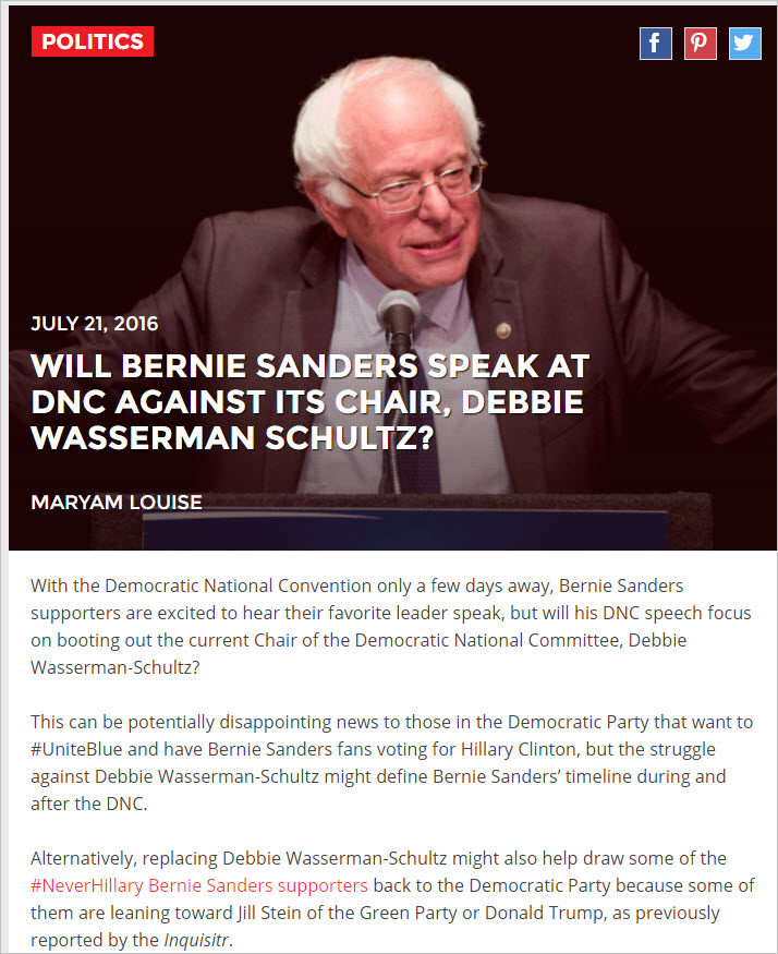 will bernie sanders speak