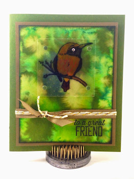 Linda Vich Creates: A Happy Thing. The delightful bird from Stampin' Up's, A Happy Thing stamp set, perches on a branch amidst an organic watercolor background.