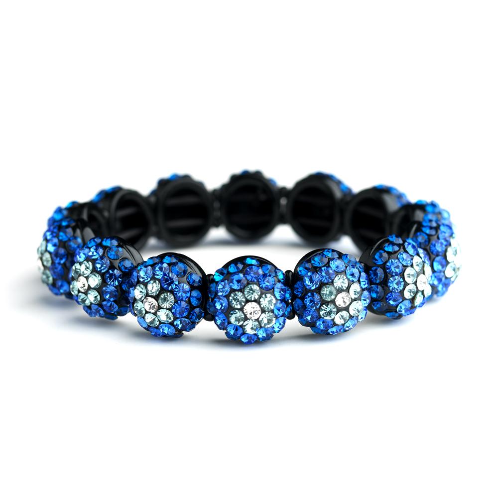 Glistening Four Tone Blue Crystal Stretch Bracelet