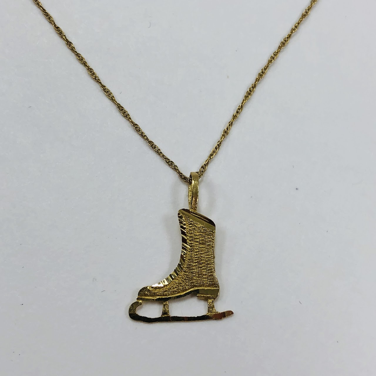 14K Gold Ice Skate Pendant Necklace