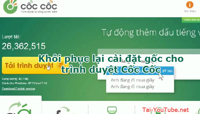 Khôi phục lại cài đặt gốc cho trình duyệt Cốc Cốc