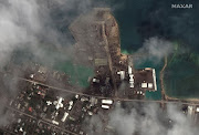 A satellite image shows the main port facilites after the main eruption of the Hunga Tonga-Hunga Ha'apai volcano, in Nuku'alofa, Tonga, January 18, 2022.