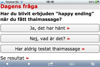 Happy ending, Dagens fråga i Aftonbladet