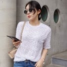 正韓 滿版花朵紋圓領短袖上衣(奶油白) Pink東大門