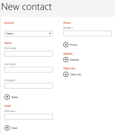Windows 8: aggiungi nuovi contatti all'app Persone