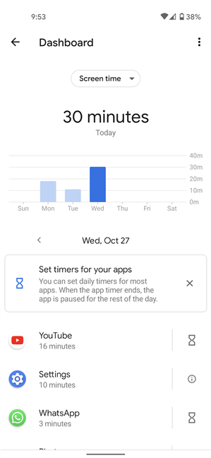 Vergelijk uw dagelijkse Android-schermtijd