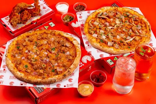 Quattro Pollo + BBQ Chicken Pizza + Chicken Wings + Beverages