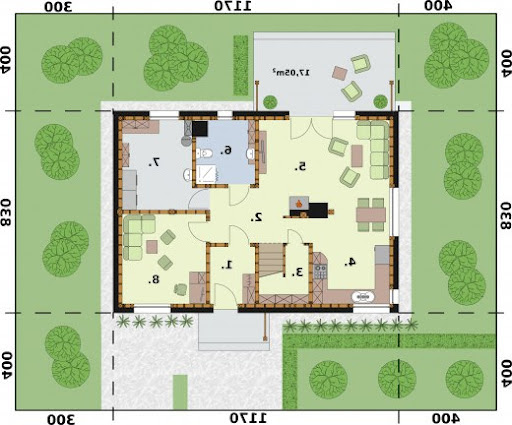 Trypolis 5 szkielet drewniany - Rzut parteru