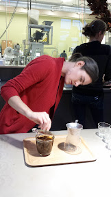 Steeping tea at Smith Teamaker's Tasting Room in SE Washington, which has a view from the tasting bar of the production area