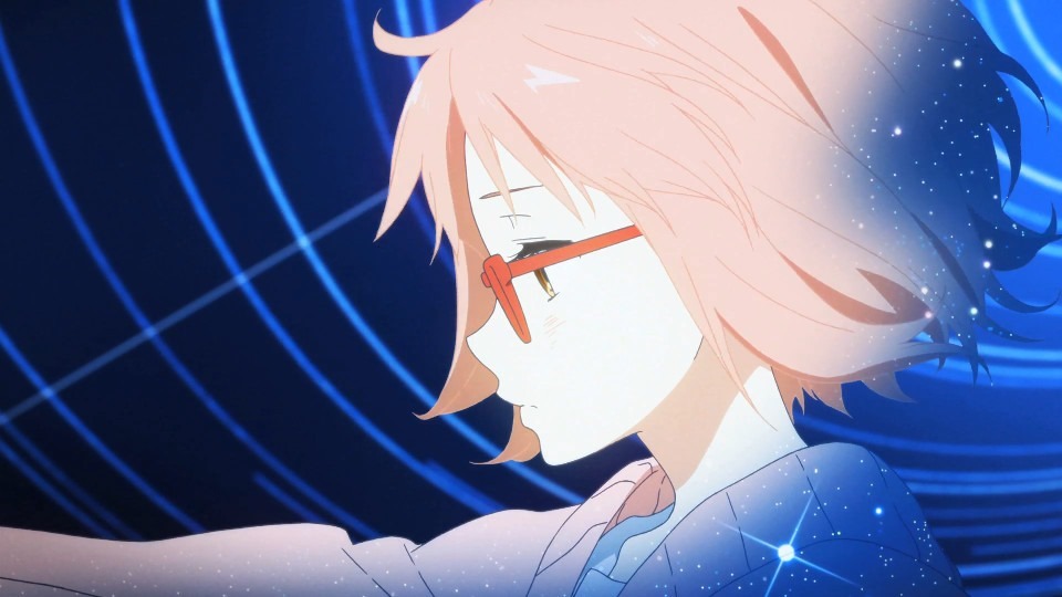 Kuriyama's somber profile fading into the starry blue backdrop