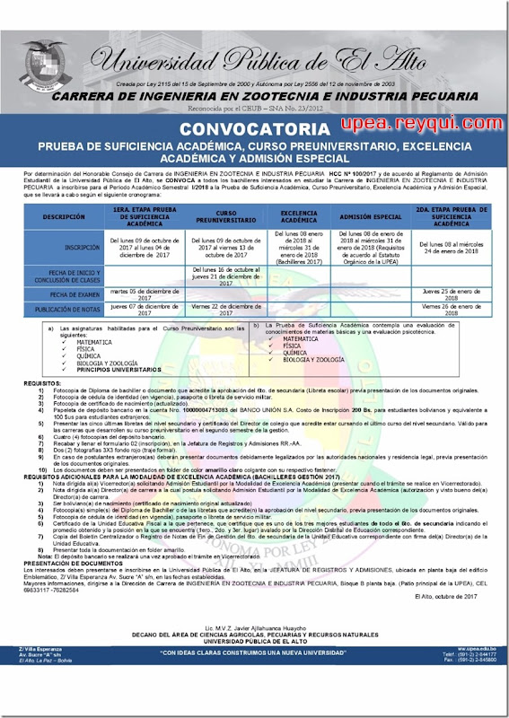 Convocatorias UPEA 2018