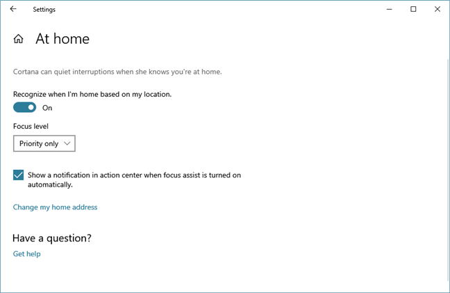 Désactiver les notifications dans Windows 10, lorsque vous êtes à la maison