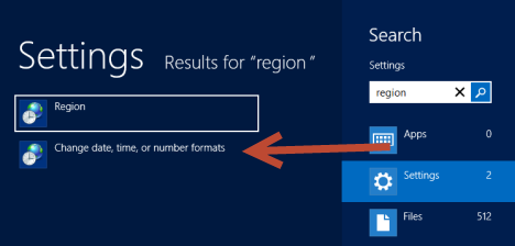 Impostazioni di date, orari e valuta, Windows 8