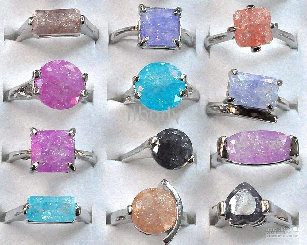 Wholesale - Multicolor Gemstone Rings Gem Stone Crystal Ring Costume Jewelry