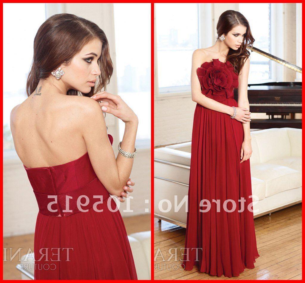 Flower Straight Full Length Royal Red Formal Evening Dresses MP-83