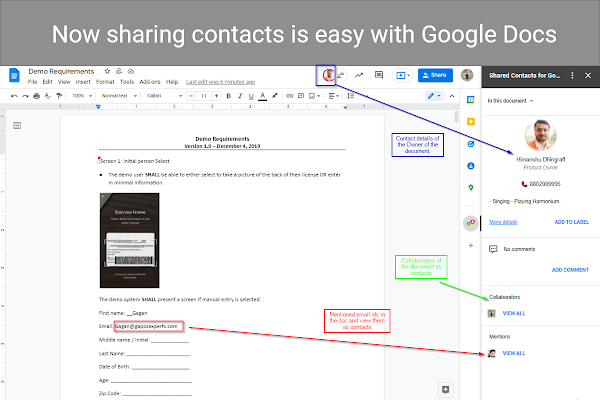 Screenshot of Shared Contacts for Google Docs™