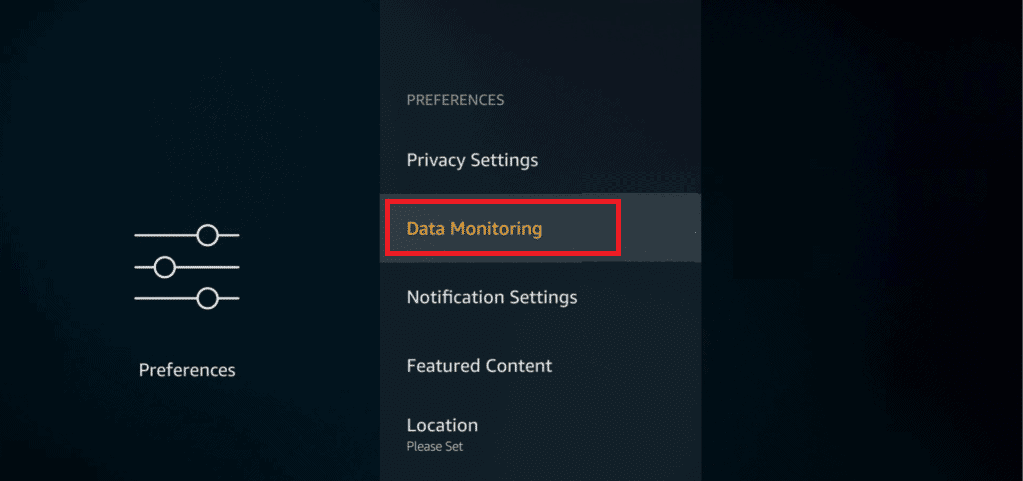 Preferencias Monitoreo de datos firestick