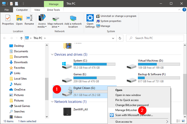 Beheer BitLocker in het rechtsklikmenu