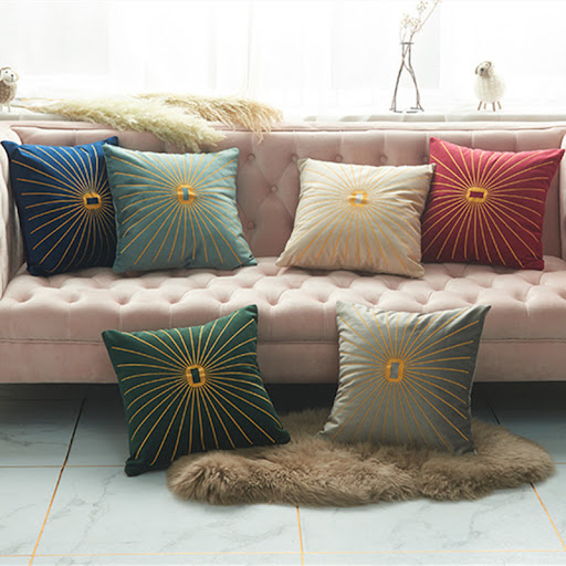 Title 5, Netherlands Velvet Gold Thread Embroidery Pillo...