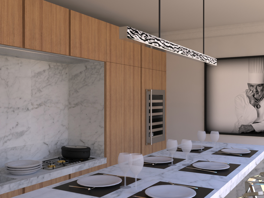 Cuisine moderne dans un appartement haussmannien
