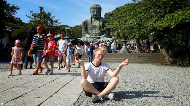 visiting the famous Daibutsu at the Kotoku-in temple in Kamamkura in Kamakura, Japan 